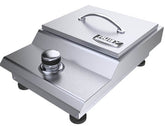 Close-up of the Sunstone Ruby Series 13" Counter-top or Drop-in Versa Burner - SUN13VSB-NG highlighting the adjustable legs and high-searing brass burner.
